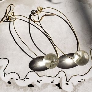 Glass marble Hoop earring pair - 428